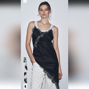 Zara Dark Blue Asymmetrical Lace Dress